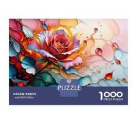 Hard Jigsaw Puzzle for Adults 1000 Pieces Abstract Rose with Fluid Art Elements Jigsaw Anti-Stress Toys Analysis And Logic Birthday Present, Gifts, 38x26cm/1000pcs