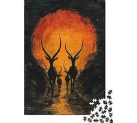 Hard Jigsaw Puzzle for Adults 1000 Pieces African Antelope Sunset Adult Jigsaw Relaxing Games Difficult Hard Educational Challenge 38x26cm/1000pcs