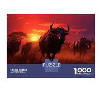 Hard Jigsaw Puzzle for Adults 1000 Pieces African Buffalo Sunset Teenager Puzzles Fun Games Presents for Women Challenging To Complete 70x50cm/1000pcs