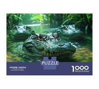 Hard Jigsaw Puzzle for Adults 1000 Pieces Alligators in Water Jigsaw Anti-Stress Toys Analysis And Logic Birthday Present, Gifts, 70x50cm/1000pcs