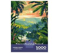 Hard Jigsaw Puzzle for Adults 1000 Pieces Amazon Rainforest Colombia Illustration Teenager Puzzles Relax Games Perfect Decoration Gifts for Friends And Family 52x38cm/1000pcs