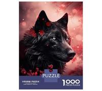 Hard Jigsaw Puzzle for Adults 1000 Pieces Angry Black Wolf Teenager Puzzles Hands-on Game Staycation Kill Time Great Gift for Gaming 52x38cm/1000pcs