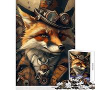 Hard Jigsaw Puzzle for Adults 1000 Pieces Animal Steampunk Fox Educational Games Difficult Hard Toy Wall Decor Artists' Collection, Fine Arts (38x52cm)