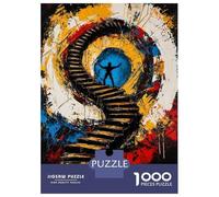 Hard Jigsaw Puzzle for Adults 1000 Pieces Ascension of The Mind - Expressionist Surreal Stairway Adult Jigsaw Puzzle Relax Games Enhance Memory Educational Challenge 70x50cm/1000pcs