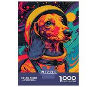 Hard Jigsaw Puzzle for Adults 1000 Pieces Astronaut Dachshund Space Puzzles for Adults Family Games Pattern Assembly Challenging To Complete 52x38cm/1000pcs
