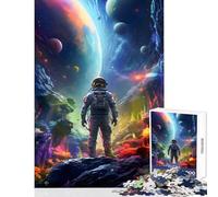Hard Jigsaw Puzzle for Adults 1000 Pieces Astronaut Space Is Wild Toy Wall Decor Art Work Gift Practical Game Artists' Collection, Fine Arts Size 38x26cm