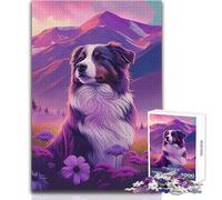 Hard Jigsaw Puzzle for Adults 1000 Pieces Australian Shepherd Colorf Soothing Quiet Time Enjoyment Strict Precision Standard Play Toy Size 38x26cm