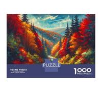 Hard Jigsaw Puzzle for Adults 1000 Pieces Autumn Road Landscape Painting Jigsaw Brain Teaser Game Analysis And Logic Great Gift for Gaming 52x38cm/1000pcs