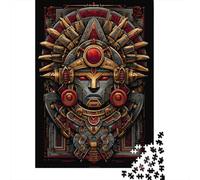Hard Jigsaw Puzzle for Adults 1000 Pieces Aztec Warrior Mask Art Print Jigsaw Puzzle Anti-Stress Toys Precision Cutting Great Gift for Gaming 70x50cm/1000pcs