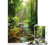 Hard Jigsaw Puzzle for Adults 1000 Pieces Bamboo Forest Stream Toy Wall Decor Art Work Gift Practical Game Artists' Collection, Fine Arts Size 50x75cm