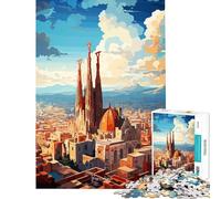 Hard Jigsaw Puzzle for Adults 1000 Pieces BARCELONA Oil Painting Difficult And Challenge Home Art Decor Family Game for And from 14 Years And over (38x26cm)
