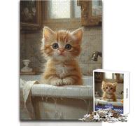 Hard Jigsaw Puzzle for Adults 1000 Pieces Bathtime Mischief Soothing Quiet Time Enjoyment Strict Precision Standard Play Toy Size 38x26cm