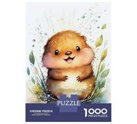 Hard Jigsaw Puzzle for Adults 1000 Pieces Beaver Watercolor Cute Teenager Puzzles Hands-on Game Staycation Kill Time Great Gift for Gaming 70x50cm/1000pcs