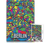 Hard Jigsaw Puzzle for Adults 1000 Pieces Berlin Pop Art City Map Practical Game Perfect Decoration Anti-Stress Toys Size 50x75cm
