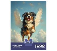 Hard Jigsaw Puzzle for Adults 1000 Pieces Bernese Mountain Dog Angel Gentle Giant Memorial Dog with Wings Jigsaw for Adults Relax Games Difficult Challenge Birthday Present, Gifts, 38x26cm/1000pcs