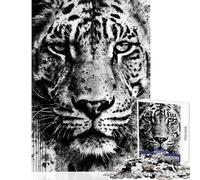 Hard Jigsaw Puzzle for Adults 1000 Pieces Black And White Tiger Relaxing Games Perfect Decoration Home Decoration Toys Artists' Collection, Fine Arts (50x75cm)