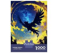 Hard Jigsaw Puzzle for Adults 1000 Pieces Black Bird in Flight Adult Jigsaw Puzzle Relax Games Enhance Memory Educational Challenge 70x50cm/1000pcs