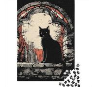 Hard Jigsaw Puzzle for Adults 1000 Pieces Black Cat Gothic Art Print Adult Jigsaw Relaxing Games Difficult Hard Educational Challenge 52x38cm/1000pcs