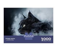 Hard Jigsaw Puzzle for Adults 1000 Pieces Black Cat in Fog Adult Puzzles Relax Games Enhance Memory Great Gift for Gaming 52x38cm/1000pcs