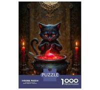 Hard Jigsaw Puzzle for Adults 1000 Pieces Black Cat Potion Master Adult Jigsaw Relaxing Games Difficult Hard Educational Challenge 70x50cm/1000pcs