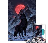 Hard Jigsaw Puzzle for Adults 1000 Pieces Blood Moon Alpha︰ Wolf Mountain King Difficult And Challenge Staycation Kill Time Impossible Game for 14+ Puzzle Game Offered (50x75cm)