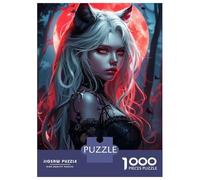 Hard Jigsaw Puzzle for Adults 1000 Pieces Blood Moon Anime Girl Jigsaw Brain Teaser Game Analysis And Logic Great Gift for Gaming 38x26cm/1000pcs