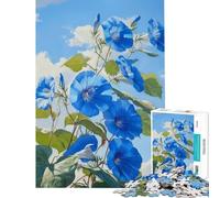 Hard Jigsaw Puzzle for Adults 1000 Pieces Bloom in Blue Morning Glory Learning Educational Toys Relaxing Games Learning Educational Gifts For Birthdays (Size 38x26cm)