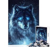 Hard Jigsaw Puzzle for Adults 1000 Pieces Blue-Eyed Wolf - Educational Game Improve Memory Anti-Stress Toys Fun at Home Activities, (26X38cm)