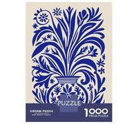 Hard Jigsaw Puzzle for Adults 1000 Pieces Blue Floral Vase Illustration Puzzle for Adults Hands-on Game Difficult Hard Birthday Present, Gifts, 38x26cm/1000pcs