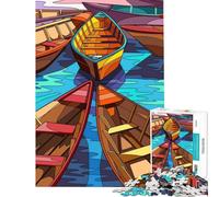 Hard Jigsaw Puzzle for Adults 1000 Pieces Boat on The River Educational Challenge Wall Decoration Toy Wall Decor for Age 14+ Game (38X52CM)