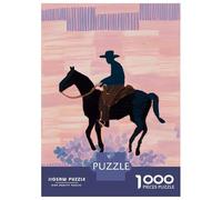 Hard Jigsaw Puzzle for Adults 1000 Pieces Boho Cowboy on Horse Painting Puzzle for Adults Hands-on Game Difficult Hard Birthday Present, Gifts, 52x38cm/1000pcs