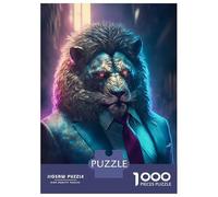 Hard Jigsaw Puzzle for Adults 1000 Pieces Boss Lion in Suit Puzzles for Adults Family Games Pattern Assembly Challenging To Complete 70x50cm/1000pcs