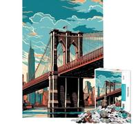 Hard Jigsaw Puzzle for Adults 1000 Pieces Brooklyn Bridge Vintage Help The Brain Exercise For Family Fun Educational Toy for Ages 14 And over (38X26CM)