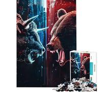 Hard Jigsaw Puzzle for Adults 1000 Pieces Bulls Versus Bears Help The Brain Exercise For Family Fun Educational Toy for Ages 14 And over (50X75CM)