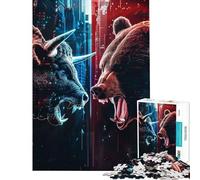 Hard Jigsaw Puzzle for Adults 1000 Pieces Bulls Versus Bears Help The Brain Exercise For Family Fun Educational Toy for Ages 14 And over (38X52CM)