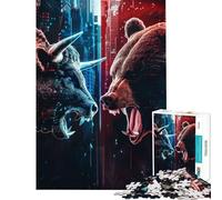 Hard Jigsaw Puzzle for Adults 1000 Pieces Bulls Versus Bears Help The Brain Exercise For Family Fun Educational Toy for Ages 14 And over (38X26CM)