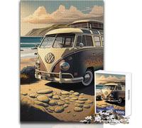 Hard Jigsaw Puzzle for Adults 1000 Pieces Bus On The Beach Soothing Quiet Time Enjoyment Strict Precision Standard Play Toy Size 38x26cm