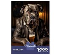 Hard Jigsaw Puzzle for Adults 1000 Pieces Cane Corso in The Pub Jigsaw for Adults Relax Games Difficult Challenge Birthday Present, Gifts, 38x26cm/1000pcs