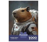 Hard Jigsaw Puzzle for Adults 1000 Pieces Capybara Astronaut Painting Jigsaw Brain Teaser Game Analysis And Logic Great Gift for Gaming 38x26cm/1000pcs