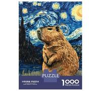 Hard Jigsaw Puzzle for Adults 1000 Pieces Capybara Starry Night Jigsaw for Adults Hands-on Game Wall Art Birthday Present, Gifts, 38x26cm/1000pcs