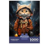 Hard Jigsaw Puzzle for Adults 1000 Pieces Cat Fisherman in Iniform Jigsaw Brain Teaser Game Analysis And Logic Great Gift for Gaming 70x50cm/1000pcs