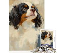 Hard Jigsaw Puzzle for Adults 1000 Pieces Cavalier King Charles Span Jigsaw Puzzles for Adults Improve Memory Educational Challenge Unique Challenge Game (38x52cm)
