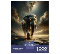 Hard Jigsaw Puzzle for Adults 1000 Pieces Celestial Elephant on Cracked Earth Jigsaw Brain Teaser Game Analysis And Logic Great Gift for Gaming 52x38cm/1000pcs