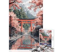 Hard Jigsaw Puzzle for Adults 1000 Pieces Cherry Blossom Pathway Practical Game Wall Decoration Home Decoration Toys Birthday And Unique Gifts (50x75cm)