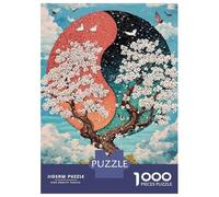 Hard Jigsaw Puzzle for Adults 1000 Pieces Cherry Blossom Yin Yang Art Print-1 Jigsaw Puzzle Toy Wall Decor Analysis And Logic Gifts for Friends And Family 38x26cm/1000pcs