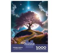 Hard Jigsaw Puzzle for Adults 1000 Pieces Cherry Trees at Night Teenager Puzzles Hands-on Game Staycation Kill Time Great Gift for Gaming 70x50cm/1000pcs