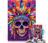 Hard Jigsaw Puzzle for Adults 1000 Pieces Chief Skull Made of cardboard for ages 14 and over educational toys for learning Christmas Birthday Gifts 。size：38x52cm/14.96x20.47inch