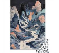 Hard Jigsaw Puzzle for Adults 1000 Pieces Chinese Landscape Painting Jigsaw Puzzle Anti-Stress Toys Precision Cutting Great Gift for Gaming 52x38cm/1000pcs