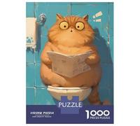 Hard Jigsaw Puzzle for Adults 1000 Pieces Chubby Cat on Toilet Puzzles for Adults Brain Teaser Game Analysis And Logic Gifts for Friends And Family 52x38cm/1000pcs