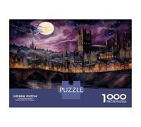 Hard Jigsaw Puzzle for Adults 1000 Pieces Cityscape Moonlit Bridge Reflections Jigsaw for Adults Relax Games Difficult Challenge Birthday Present, Gifts, 38x26cm/1000pcs